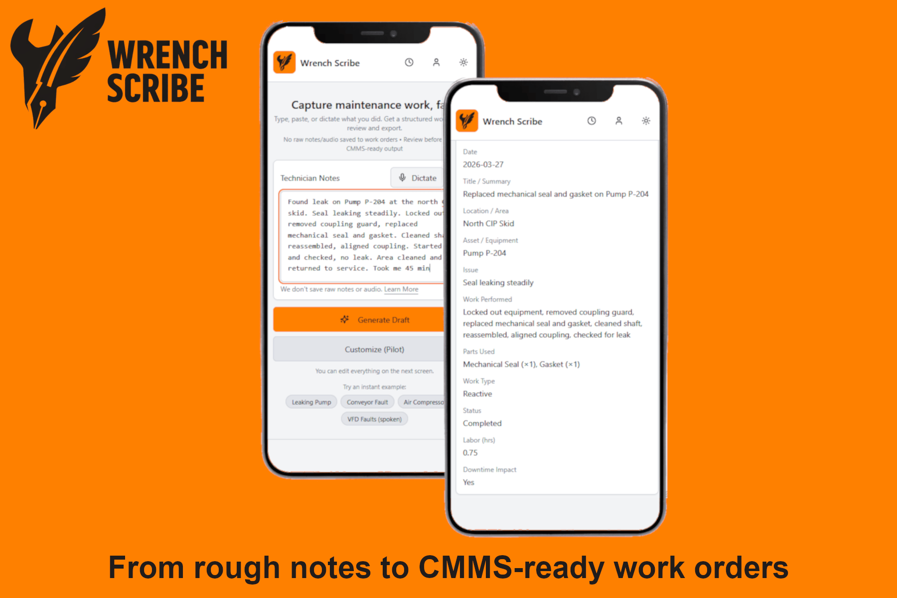 Wrench Scribe maintenance workflow product visual